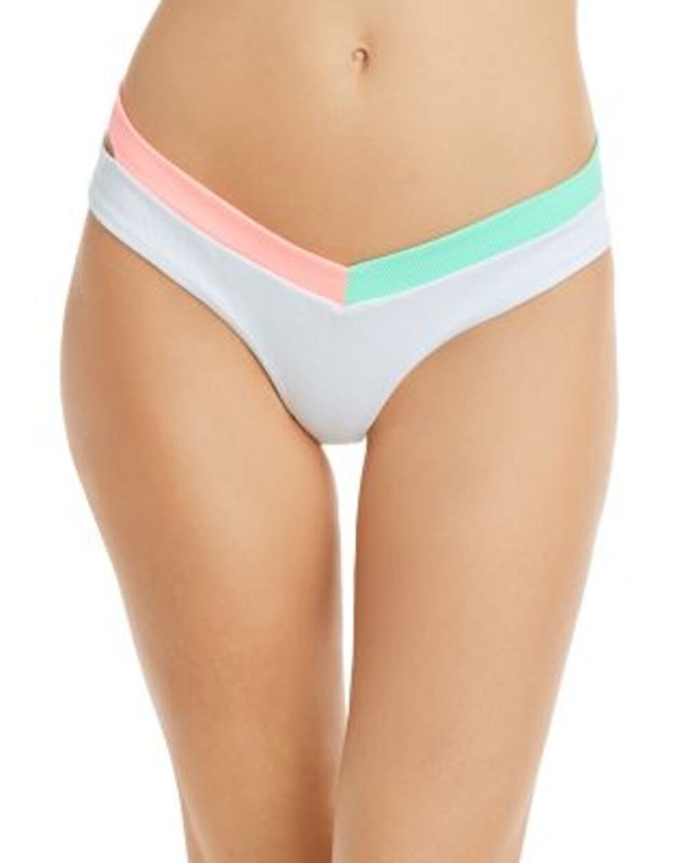 Peixoto Ladies White & Neon "Jolie" V-Cut Bikini Bottoms, Size Medium, NWT!